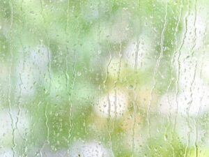 窓ガラスに流れる雨水